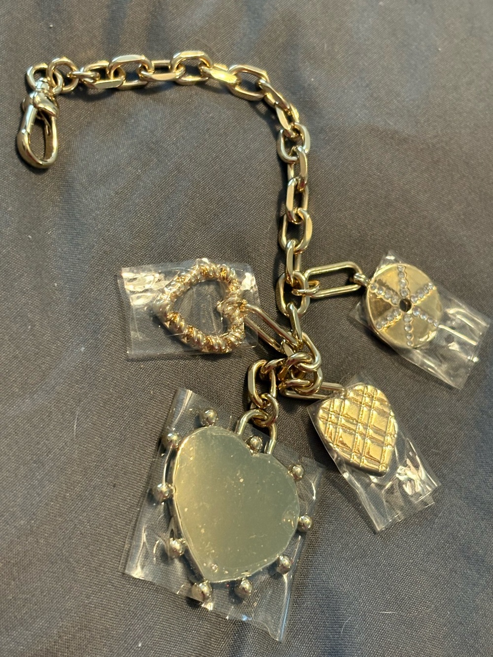 Bag Chain Charm- Gold Tone hearts Bag/Key Chain made very, very well nice and st